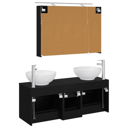 vidaXL Bathroom Furniture Set 4 pcs Black Oak