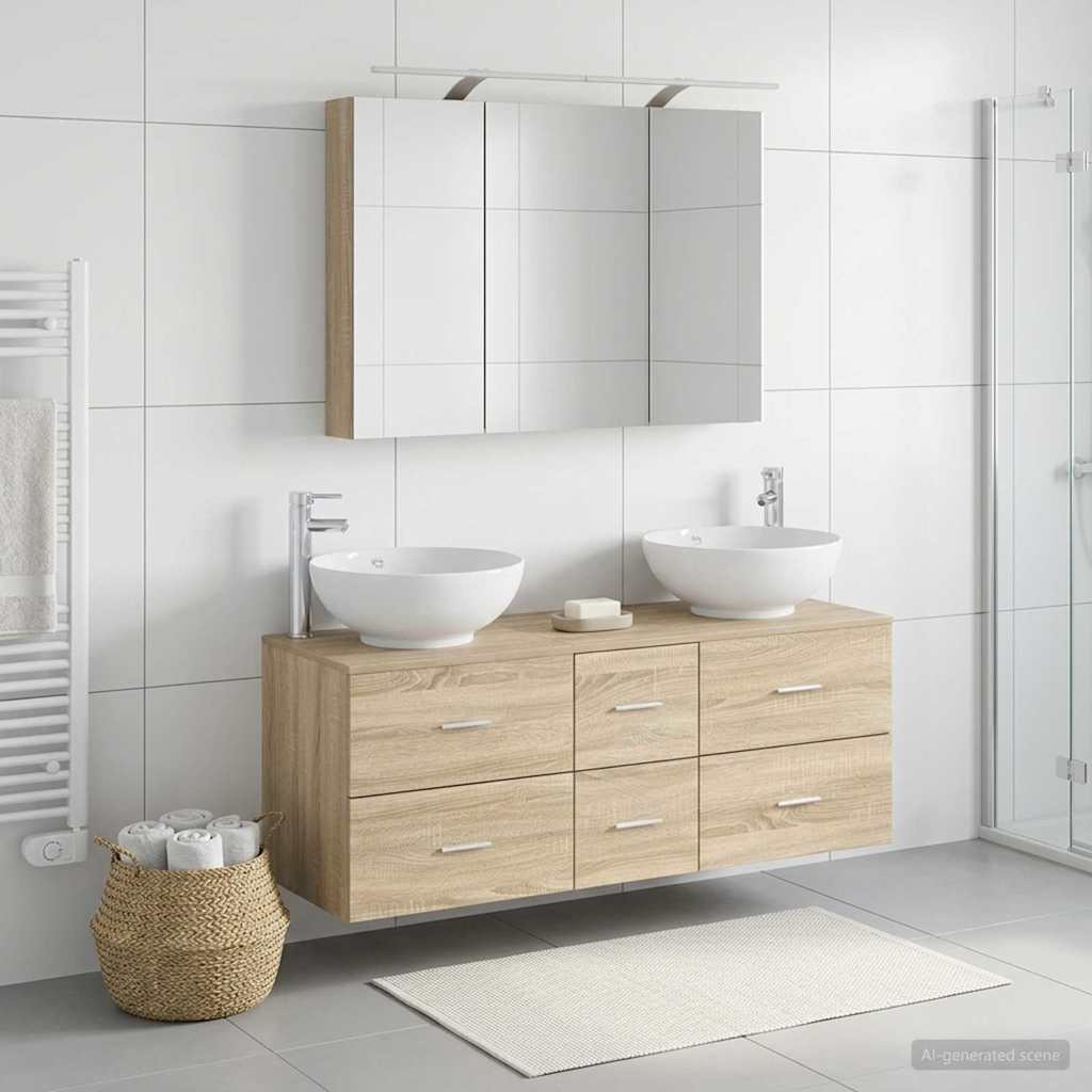 vidaXL Bathroom Furniture Set 4 pcs Sonoma Oak
