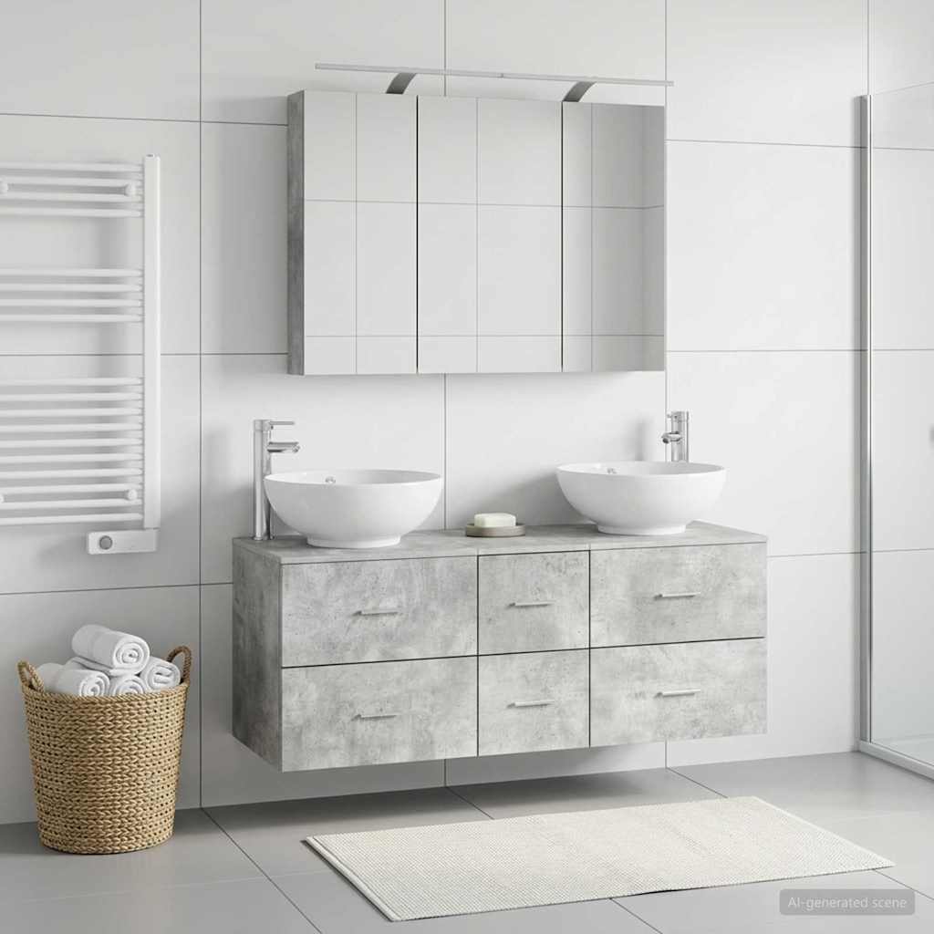 vidaXL Bathroom Furniture Set 4 pcs Concrete Grey