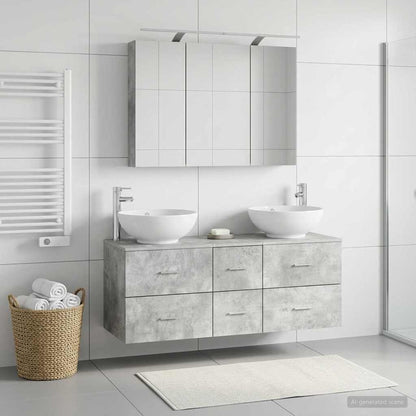 vidaXL Bathroom Furniture Set 4 pcs Concrete Grey