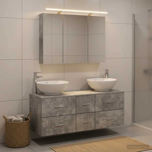 vidaXL Bathroom Furniture Set 4 pcs Concrete Grey