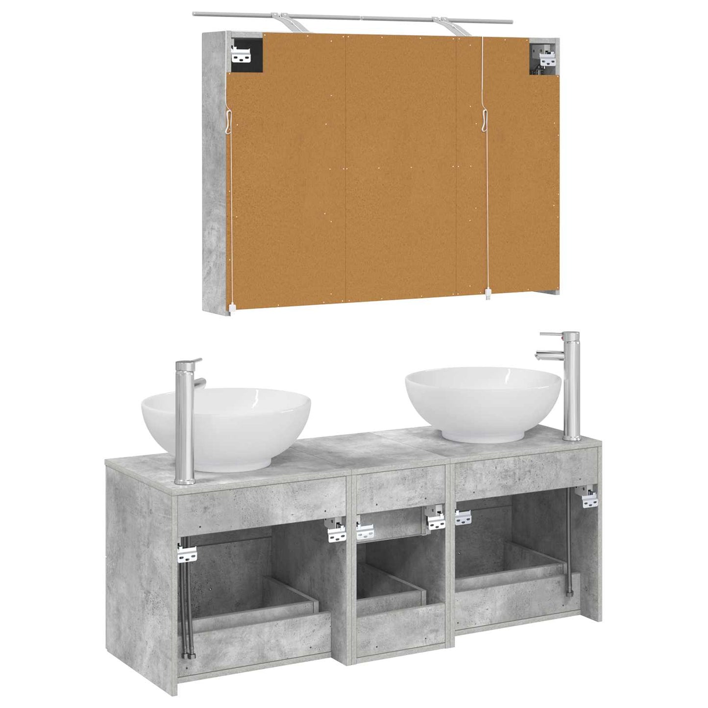 vidaXL Bathroom Furniture Set 4 pcs Concrete Grey