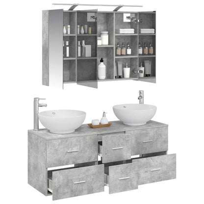 vidaXL Bathroom Furniture Set 4 pcs Concrete Grey