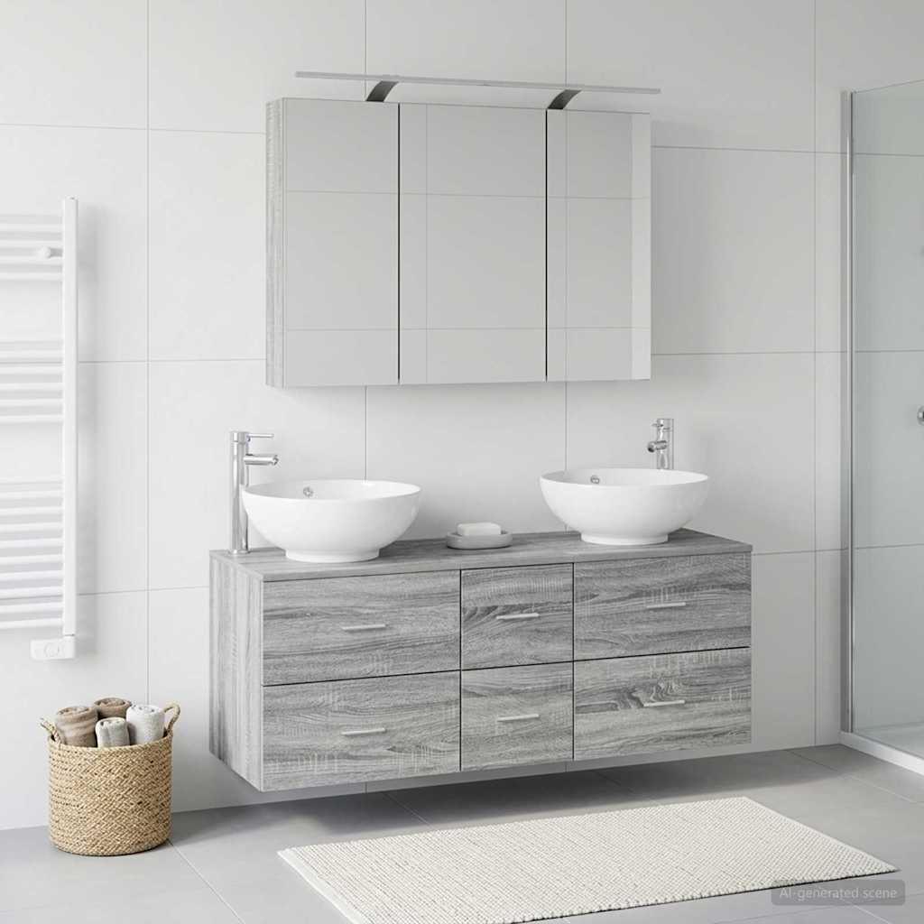 vidaXL Bathroom Furniture Set 4 pcs Grey Sonoma