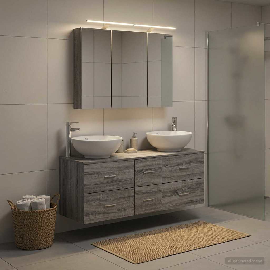 vidaXL Bathroom Furniture Set 4 pcs Grey Sonoma