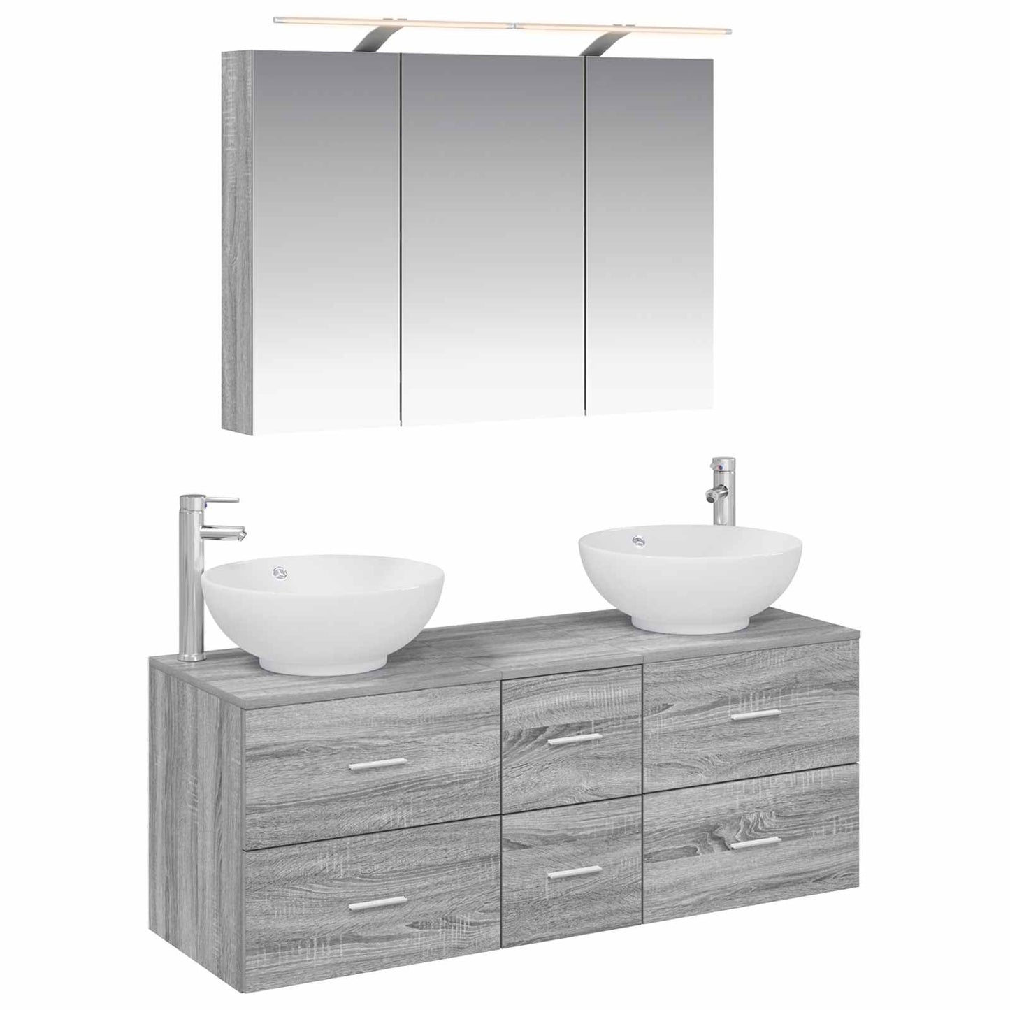 vidaXL Bathroom Furniture Set 4 pcs Grey Sonoma