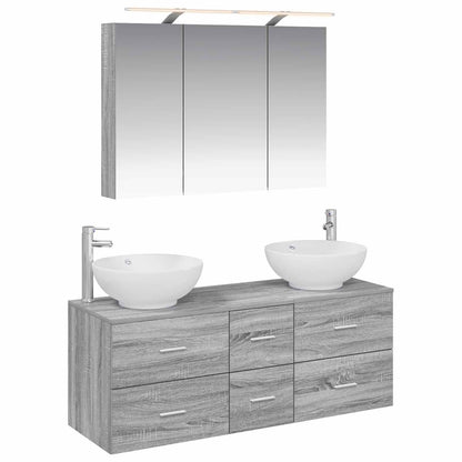 vidaXL Bathroom Furniture Set 4 pcs Grey Sonoma