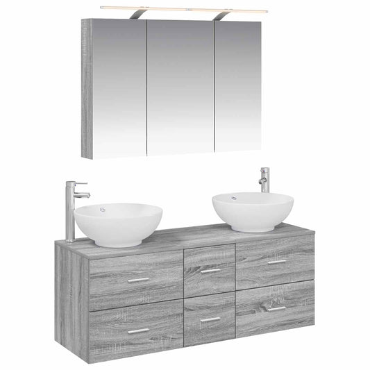 vidaXL Bathroom Furniture Set 4 pcs Grey Sonoma