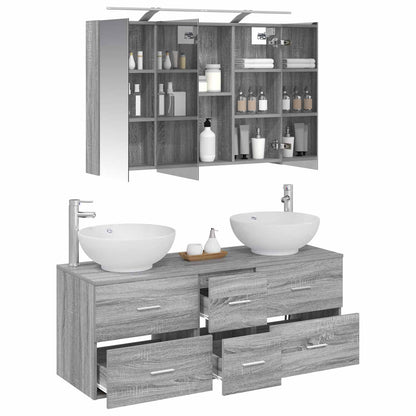 vidaXL Bathroom Furniture Set 4 pcs Grey Sonoma