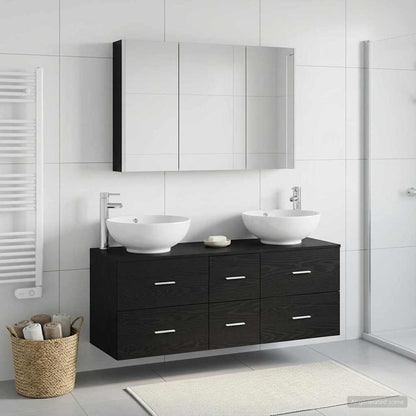 vidaXL Bathroom Furniture Set 4 pcs Black Oak
