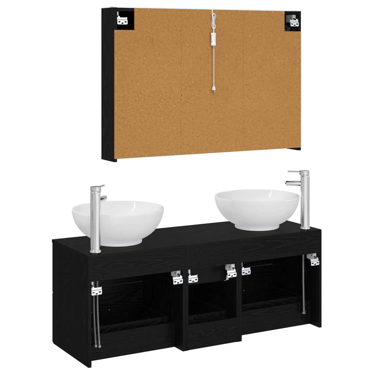vidaXL Bathroom Furniture Set 4 pcs Black Oak