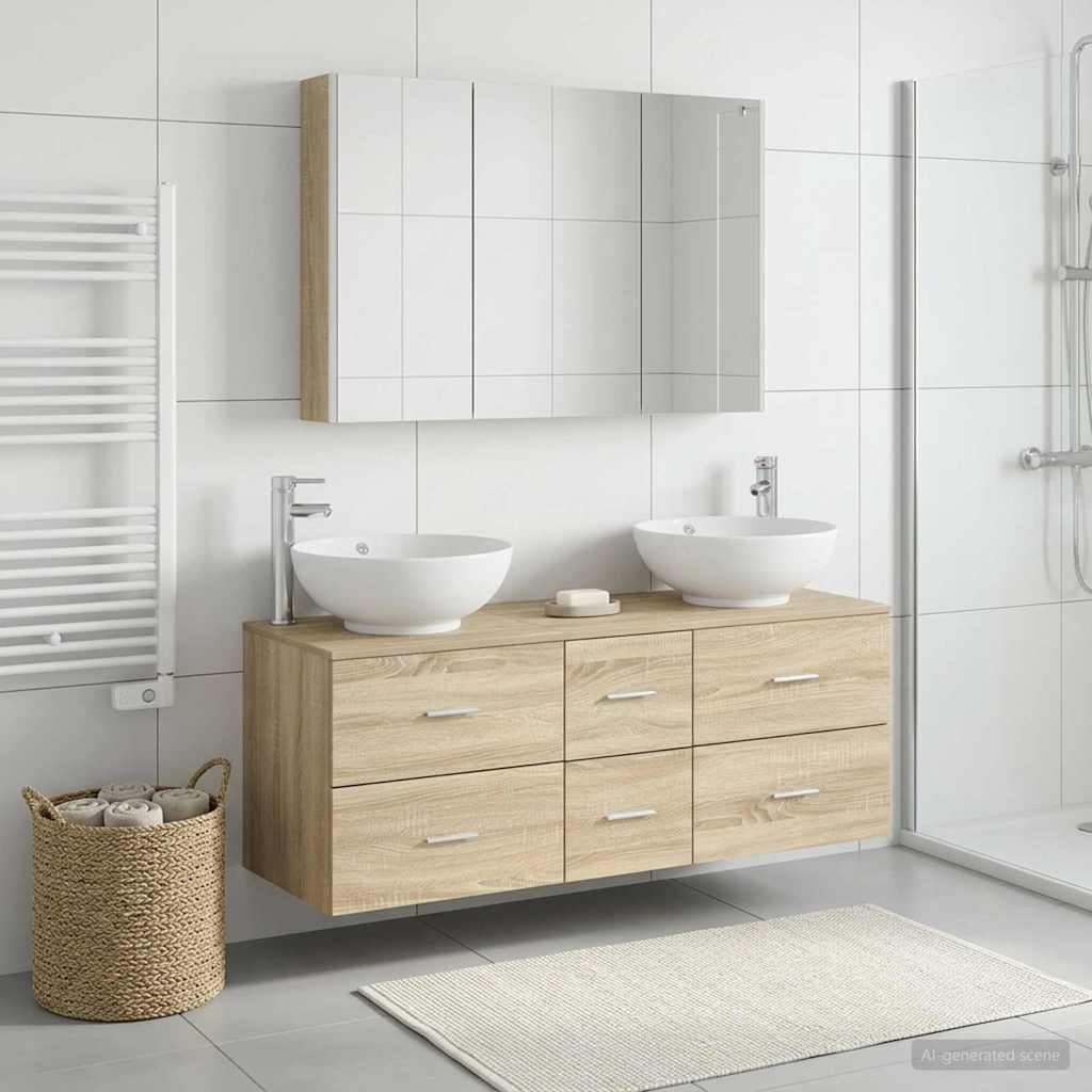 vidaXL Bathroom Furniture Set 4 pcs Sonoma Oak