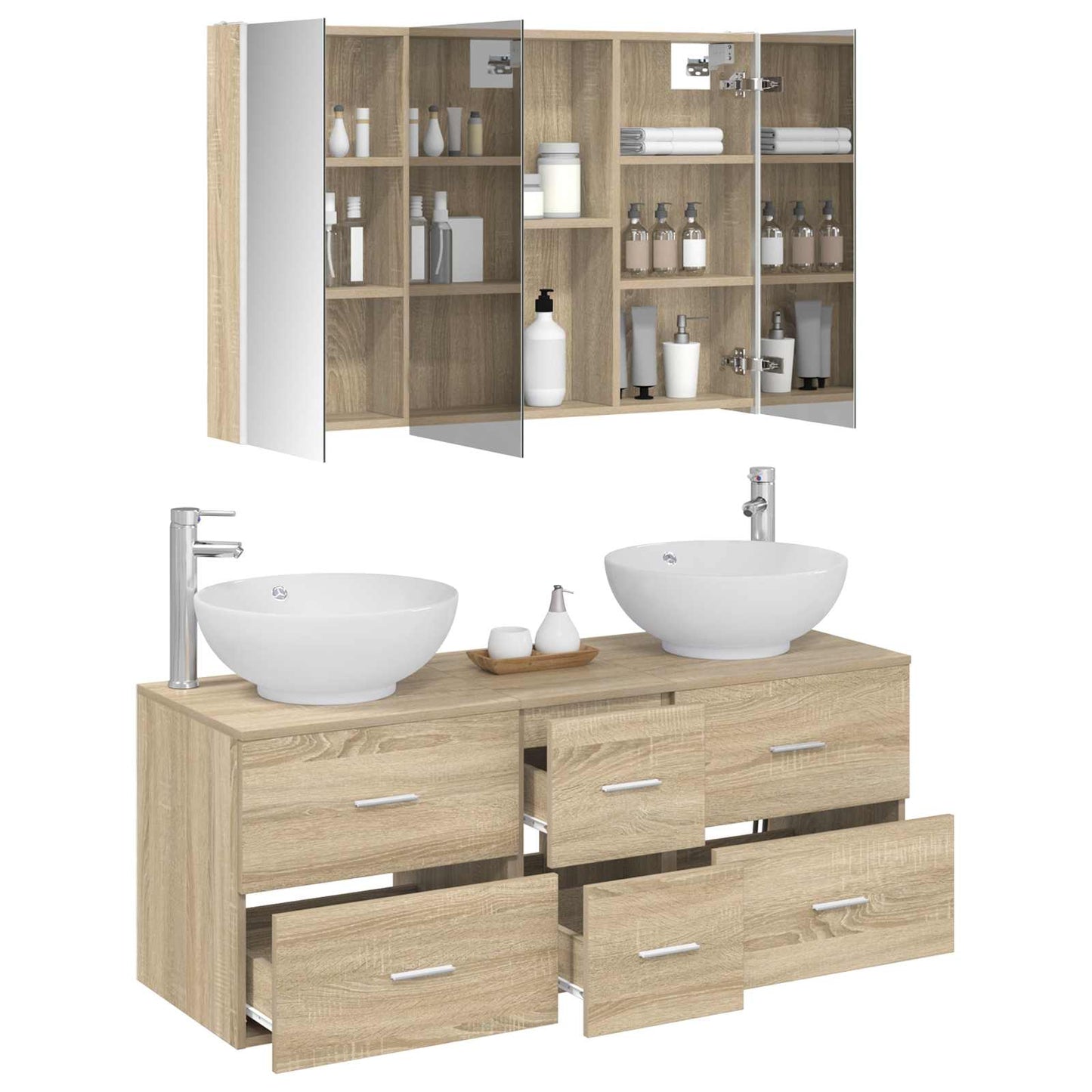 vidaXL Bathroom Furniture Set 4 pcs Sonoma Oak