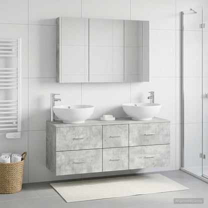 vidaXL Bathroom Furniture Set 4 pcs Concrete Grey