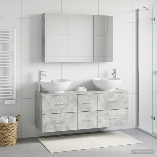 vidaXL Bathroom Furniture Set 4 pcs Concrete Grey