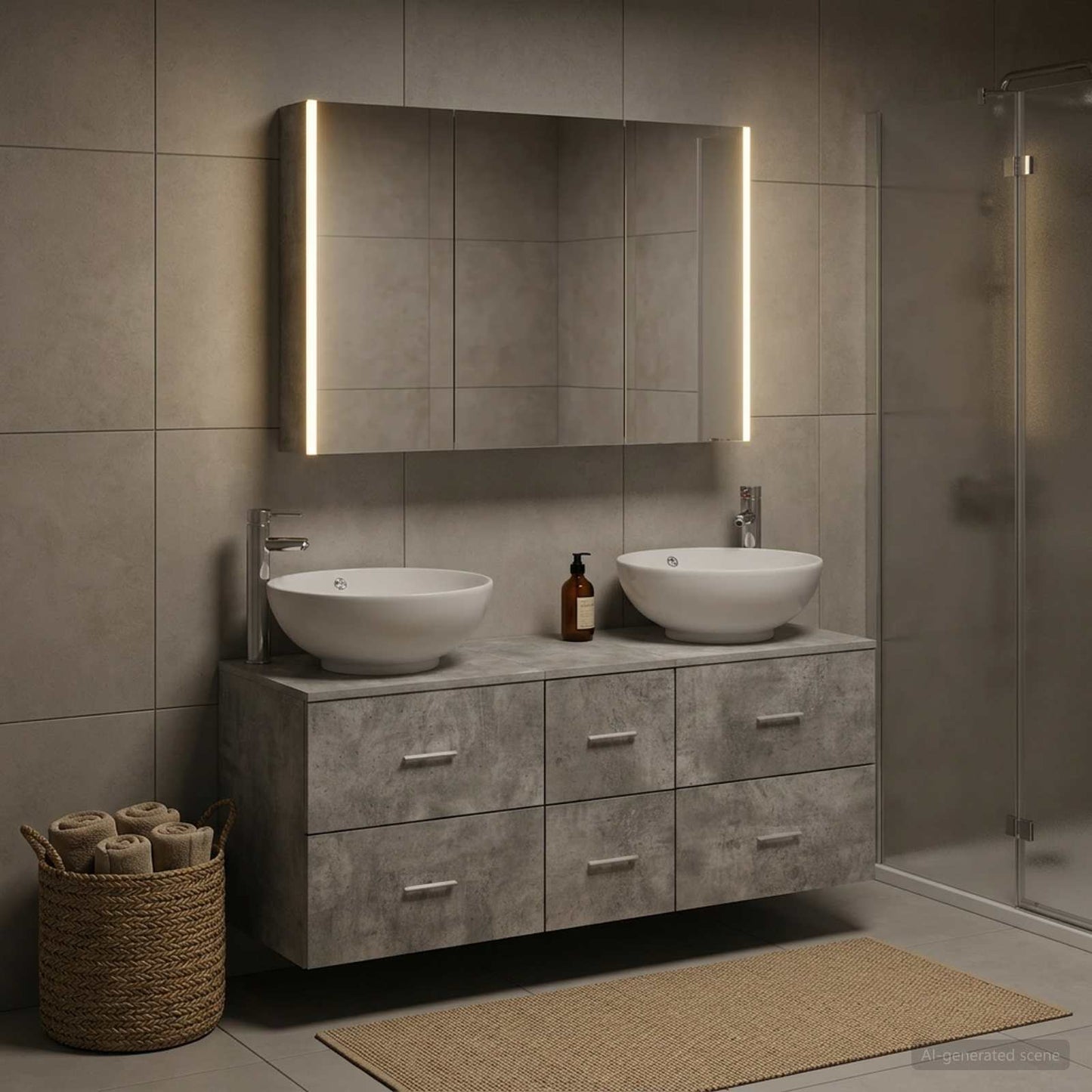 vidaXL Bathroom Furniture Set 4 pcs Concrete Grey