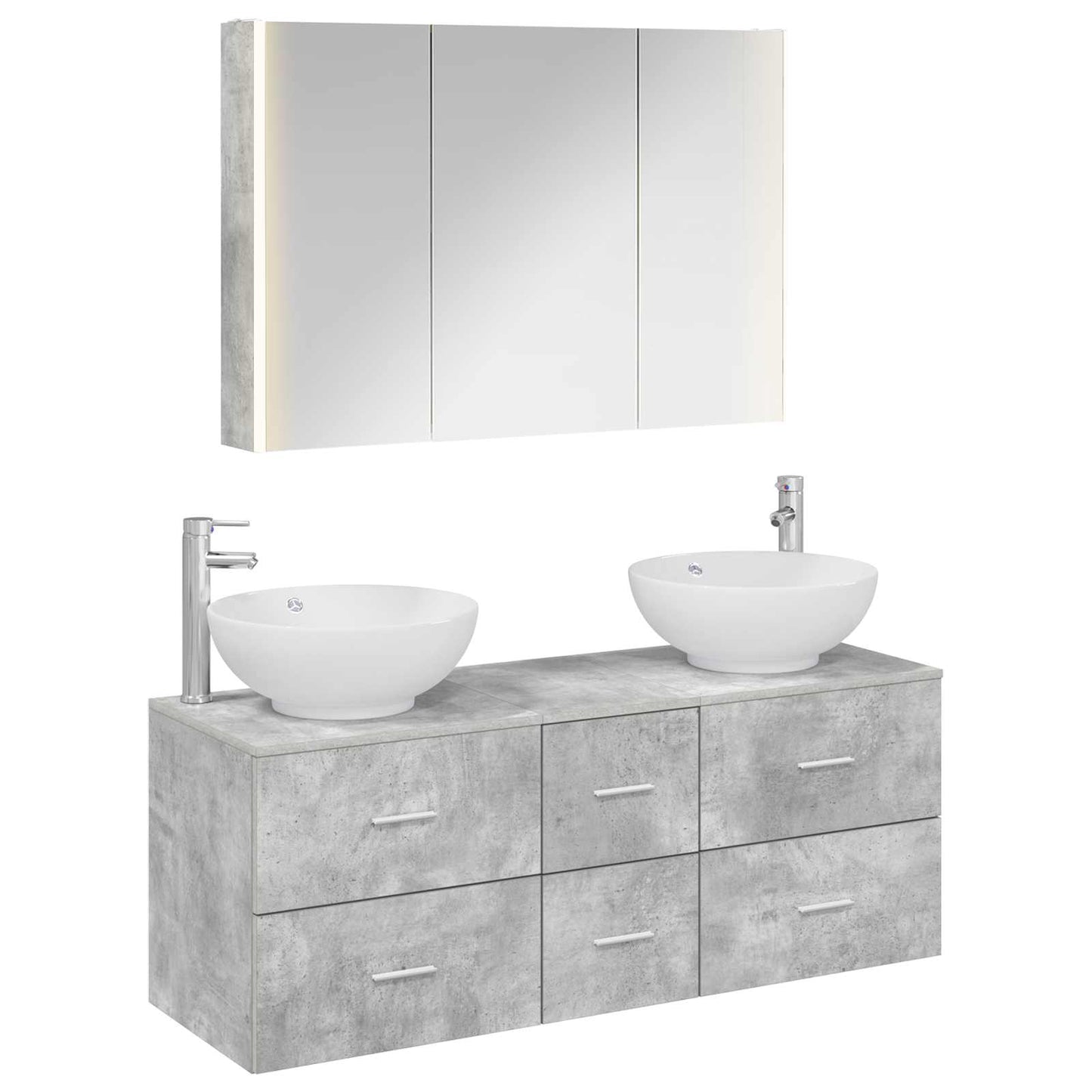 vidaXL Bathroom Furniture Set 4 pcs Concrete Grey