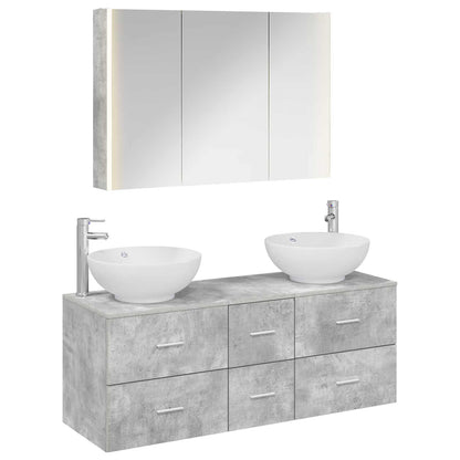 vidaXL Bathroom Furniture Set 4 pcs Concrete Grey