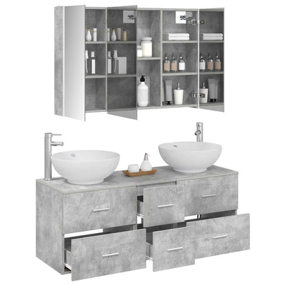 vidaXL Bathroom Furniture Set 4 pcs Concrete Grey