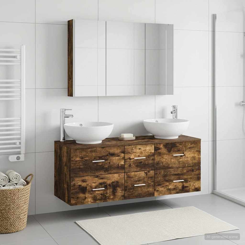 vidaXL Bathroom Furniture Set 4 pcs Smoked Oak