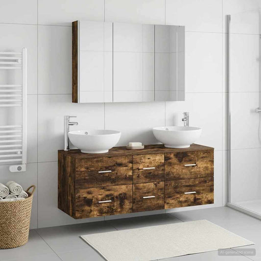 vidaXL Bathroom Furniture Set 4 pcs Smoked Oak