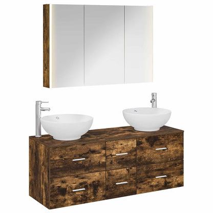 vidaXL Bathroom Furniture Set 4 pcs Smoked Oak