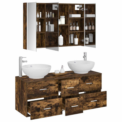 vidaXL Bathroom Furniture Set 4 pcs Smoked Oak