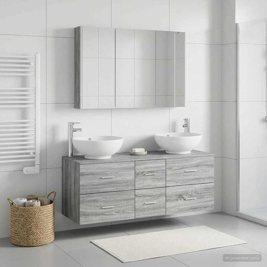vidaXL Bathroom Furniture Set 4 pcs Grey Sonoma