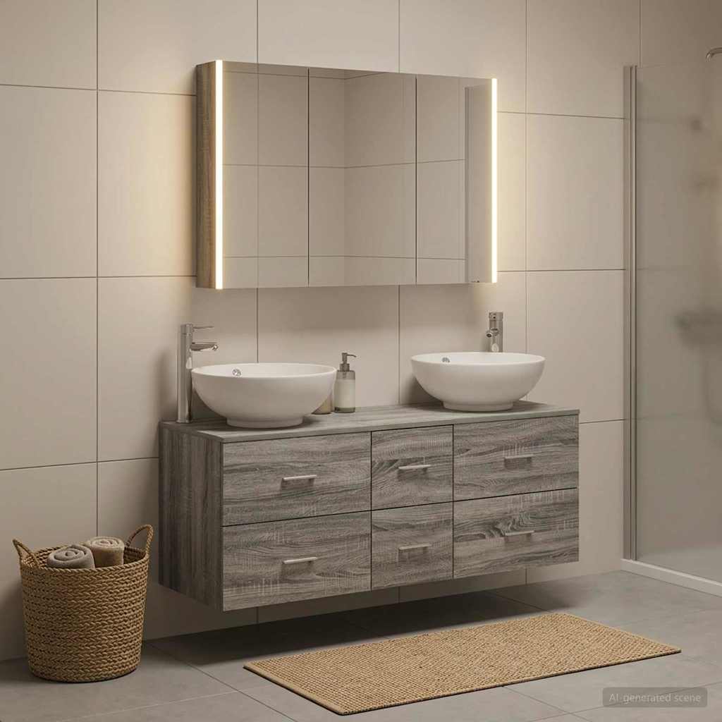 vidaXL Bathroom Furniture Set 4 pcs Grey Sonoma