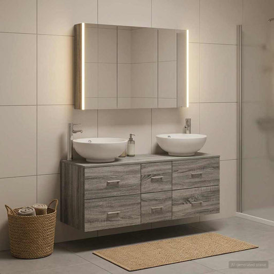 vidaXL Bathroom Furniture Set 4 pcs Grey Sonoma
