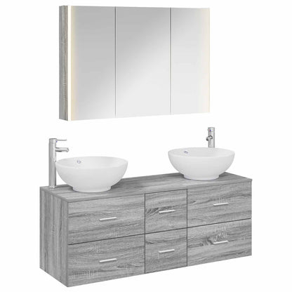 vidaXL Bathroom Furniture Set 4 pcs Grey Sonoma