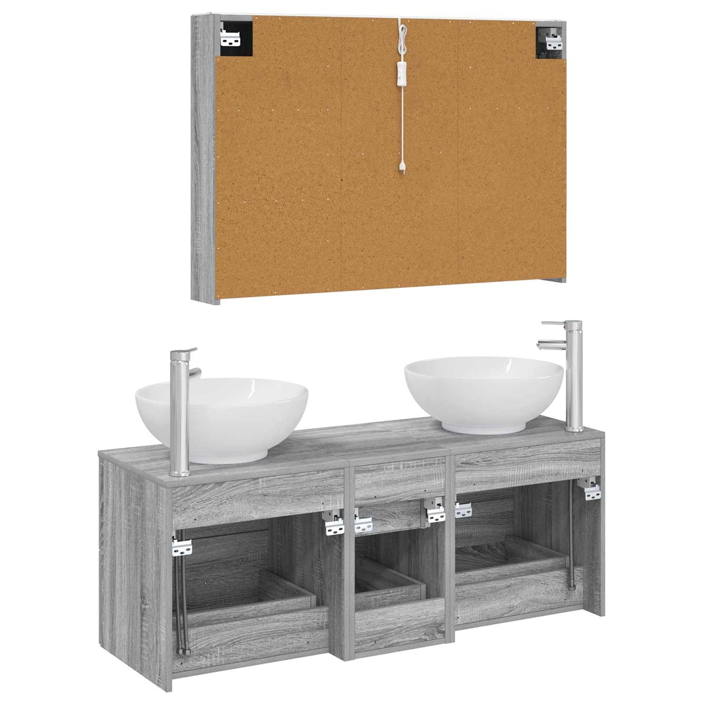 vidaXL Bathroom Furniture Set 4 pcs Grey Sonoma