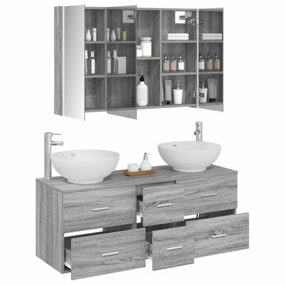 vidaXL Bathroom Furniture Set 4 pcs Grey Sonoma