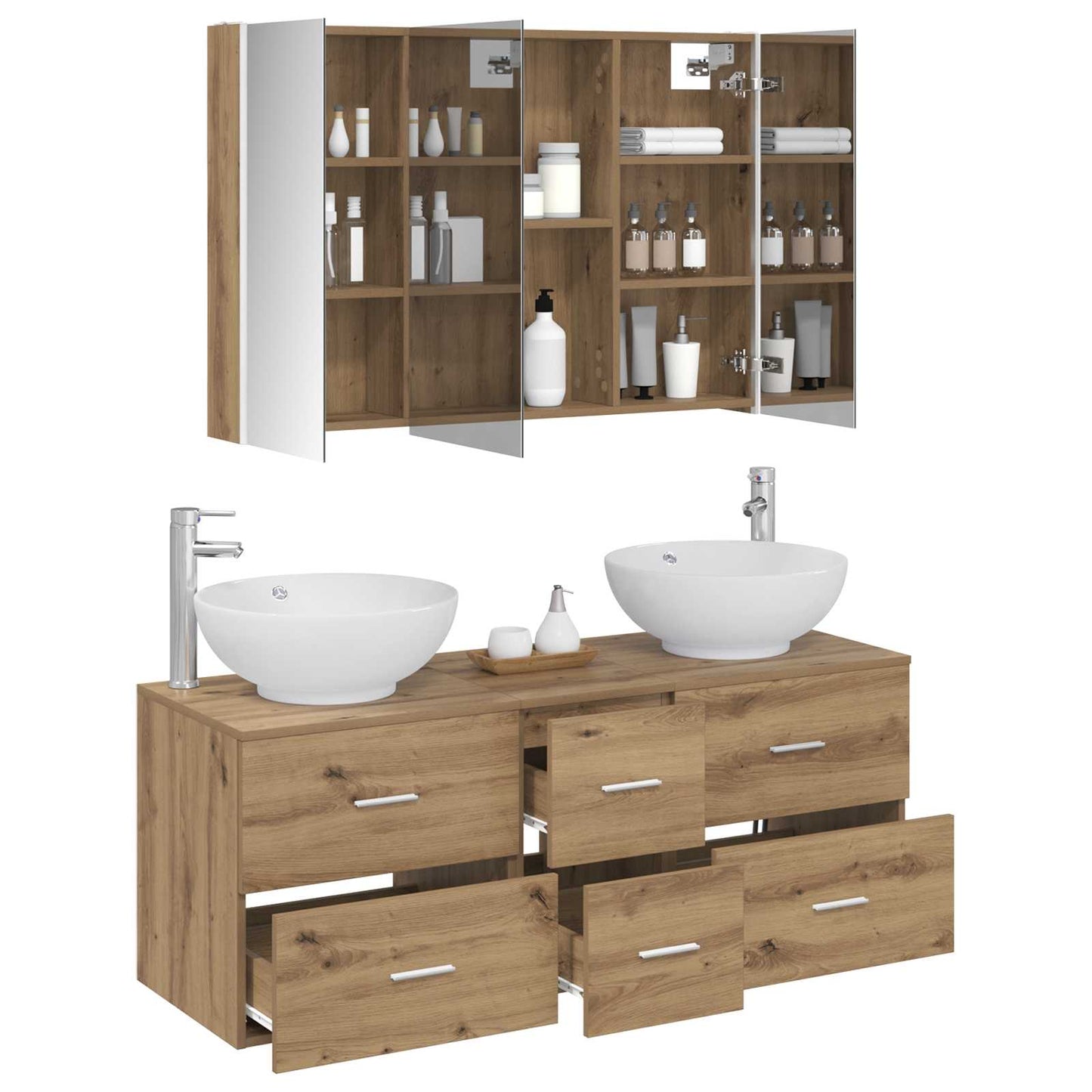 vidaXL Bathroom Furniture Set 4 pcs Artisan Oak