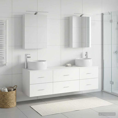 vidaXL Bathroom Furniture Set 5 pcs White Engineered Wood and Glass