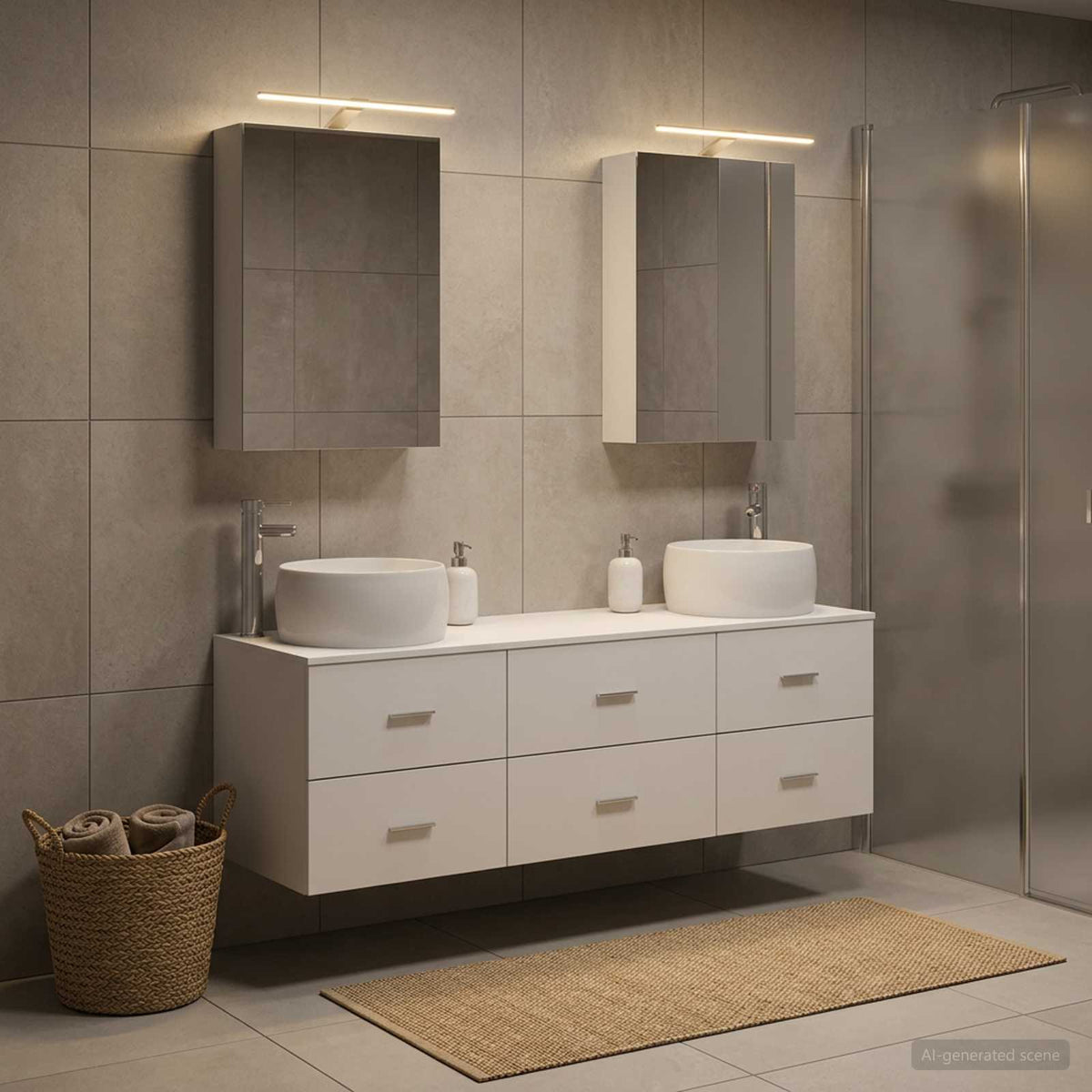 vidaXL Bathroom Furniture Set 5 pcs White Engineered Wood and Glass