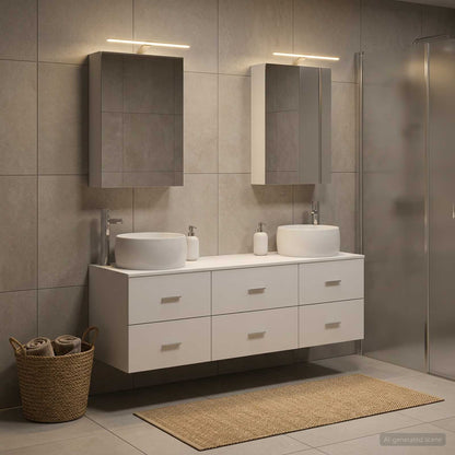 vidaXL Bathroom Furniture Set 5 pcs White Engineered Wood and Glass