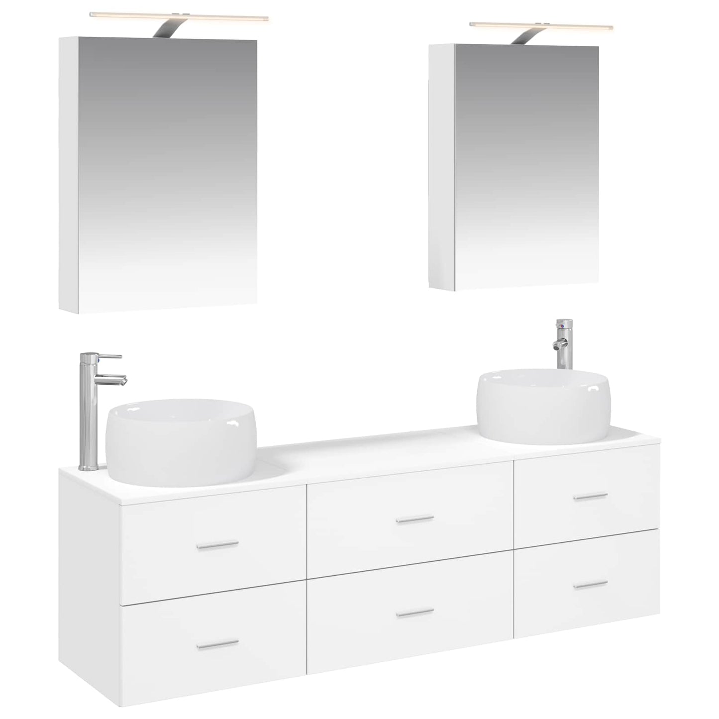 vidaXL Bathroom Furniture Set 5 pcs White Engineered Wood and Glass