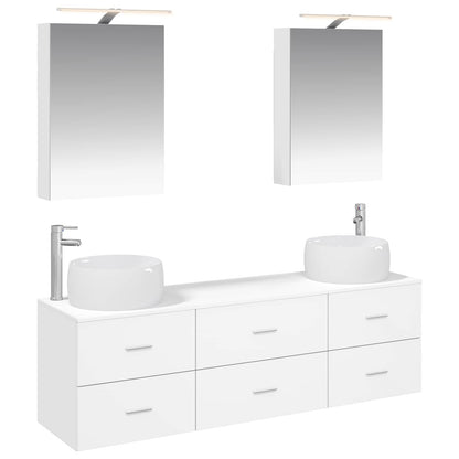 vidaXL Bathroom Furniture Set 5 pcs White Engineered Wood and Glass