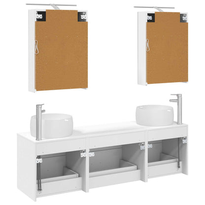 vidaXL Bathroom Furniture Set 5 pcs White Engineered Wood and Glass