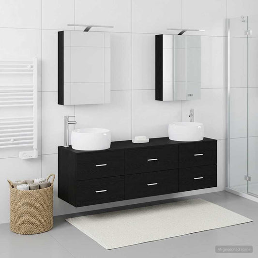 vidaXL Bathroom Furniture Set 5 pcs Black Oak