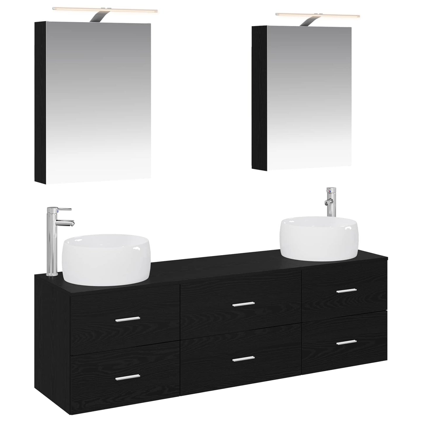 vidaXL Bathroom Furniture Set 5 pcs Black Oak