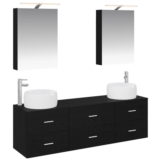 vidaXL Bathroom Furniture Set 5 pcs Black Oak