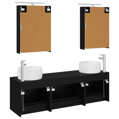 vidaXL Bathroom Furniture Set 5 pcs Black Oak