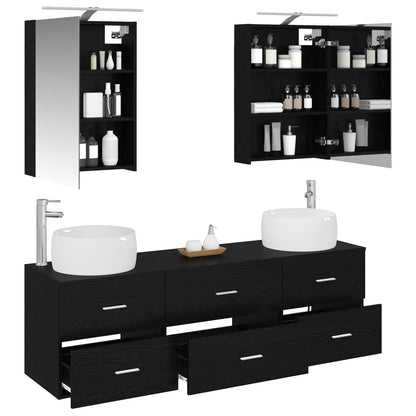 vidaXL Bathroom Furniture Set 5 pcs Black Oak