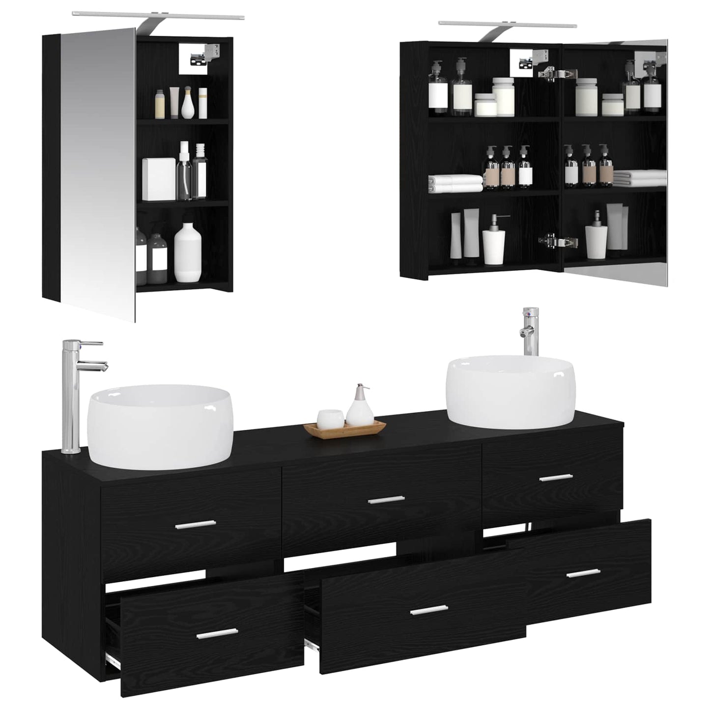 vidaXL Bathroom Furniture Set 5 pcs Black Oak