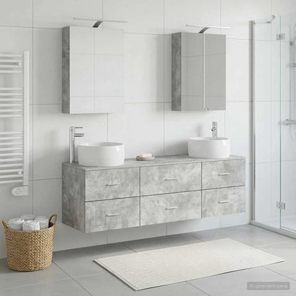 vidaXL Bathroom Furniture Set 5 pcs Concrete Grey