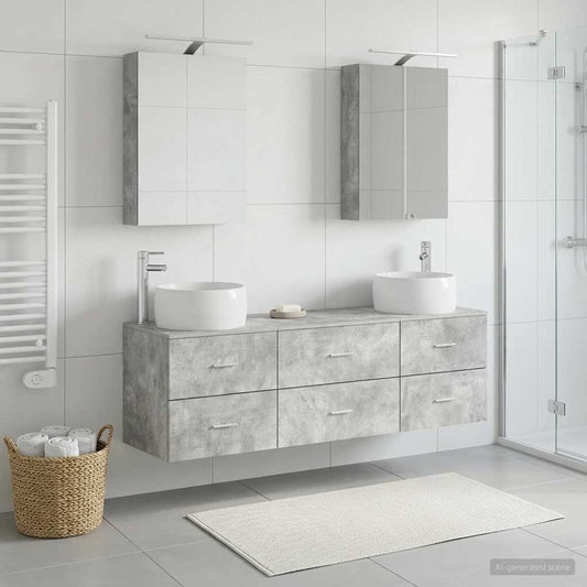 vidaXL Bathroom Furniture Set 5 pcs Concrete Grey