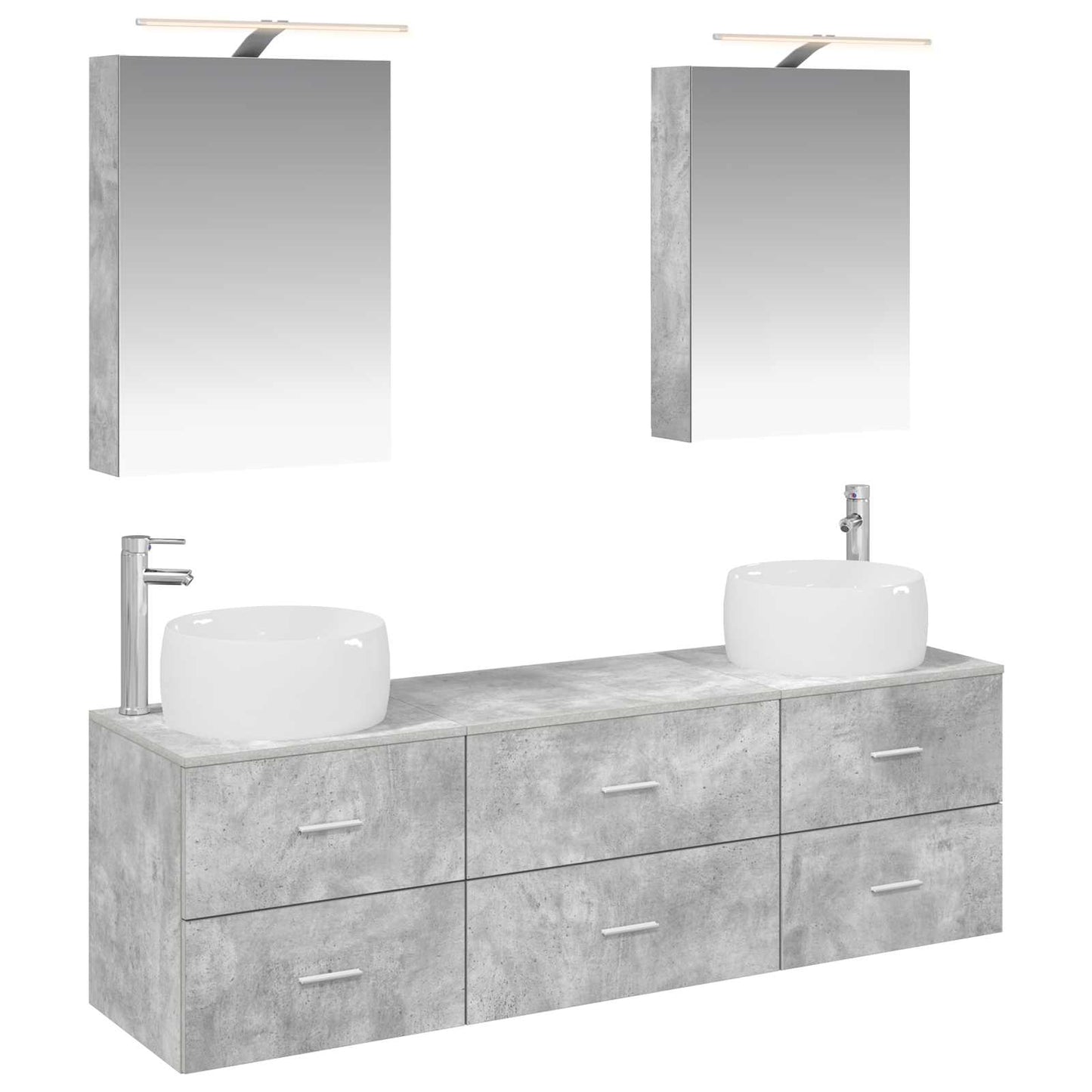vidaXL Bathroom Furniture Set 5 pcs Concrete Grey