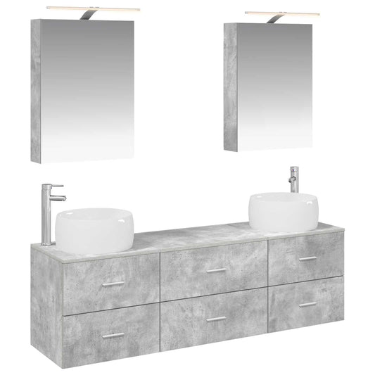 vidaXL Bathroom Furniture Set 5 pcs Concrete Grey